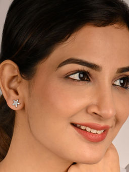 RACHIVA - 925 Sterling Silver Star Zircon Stud Earrings