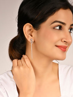 RACHIVA - 925 Sterling Silver Heart Drop Dangler Earrings