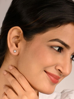 RACHIVA - 925 Sterling Silver Heart Solitaire Stud Earrings