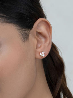 RACHIVA - 925 Sterling Silver Rose Gold Floret Stud Earrings