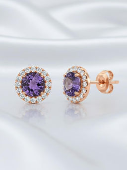 RACHIVA - 925 Sterling Silver Lavender Orchid Stud Earrings