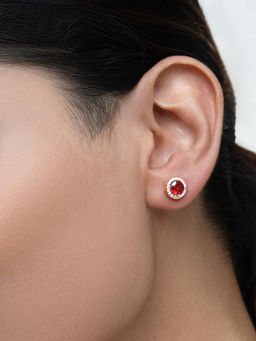 RACHIVA - Rose Gold Dark Rose Orchid Stud Earrings