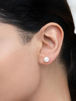 RACHIVA - 925 Sterling Silver White Pearl Stud Earrings