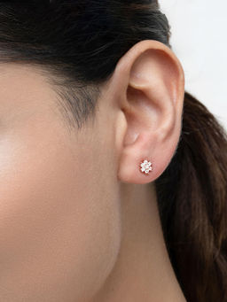 RACHIVA - 925 Sterling Silver Rose Gold Daisy Stud Earrings