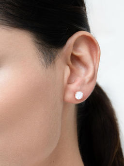 RACHIVA - 925 Sterling Silver Rose Gold Round Solitaire Earrings