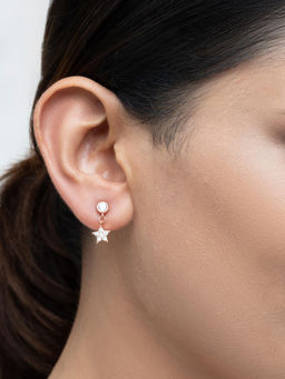 RACHIVA - 925 Sterling Silver Rose Gold Star Zircon Drop Earrings