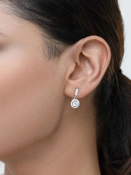 RACHIVA - 925 Sterling Silver Ornate Zircon Drop Earrings