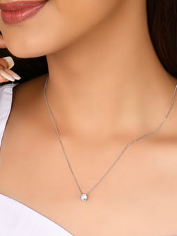 RACHIVA - 925 Sterling Silver Cz Solitaire Pendant Necklace