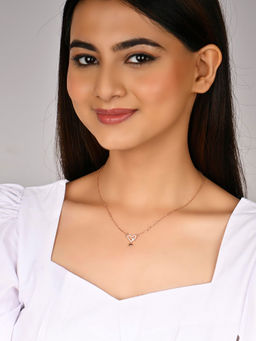RACHIVA - 925 Sterling Silver Rose Gold Linked Hearts Pendant