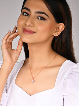 RACHIVA - 925 Sterling Silver Rose Gold Zircon Pendant Necklace