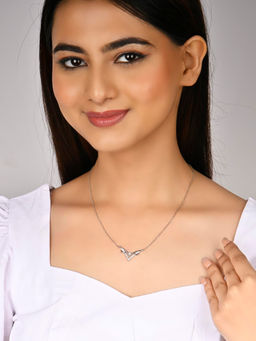RACHIVA - 925 Sterling Silver V Shape Pendant Necklace