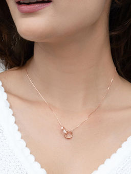 RACHIVA - 925 Sterling Silver Rose Gold Interlocked Pendant