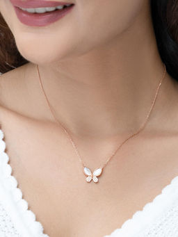 RACHIVA - 925 Sterling Silver Rose Gold Butterfly Pendant