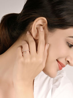 RACHIVA - 925 Sterling Silver Rose Gold Spade Charm Ring
