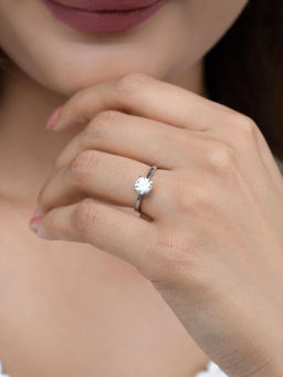 RACHIVA - 925 Sterling Silver Adjustable Solitaire Zircon Ring