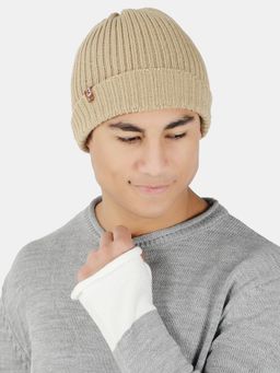 Bharatasya - Beige Winter Beanie Cap