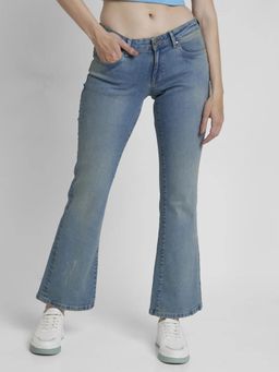 Spykar - Women Bootcut Low-Rise Mildly Distress Heavy Fade Stretchable Jeans