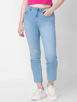 Spykar - Women Slim Fit Mid-Rise Light Fade Stretchable Jeans