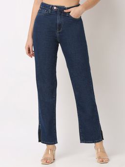 Spykar - Women Dark Blue Straight Fit High-Rise Jeans