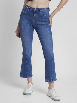 Spykar - Women Bootcut High-Rise Low Distress Light Fade Stretchable Jeans