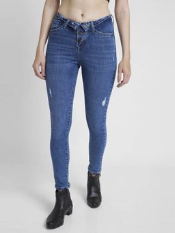 Spykar - Women Slim Fit High-Rise Low Distress Stretchable Jeans