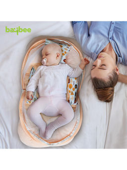 BAYBEE - Peach Mosquito Net, Neck Pillow & 2 Bolsters for New Born Baby
