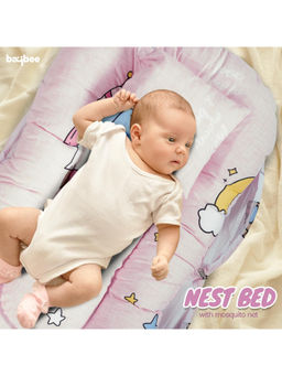 BAYBEE - Pink Mosquito Net & Neck Pillow for New Born Baby