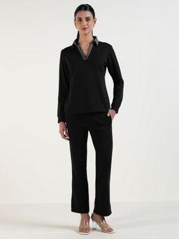 Xpose - Women Solid Long Sleeves Black Co-Ord Set