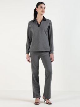 Xpose - Women Solid Long Sleeves Grey Co-Ord Set