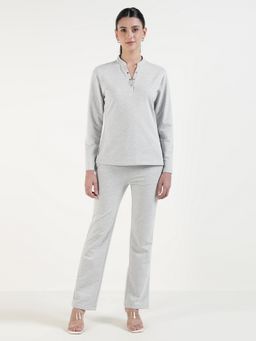 Xpose - Women Solid Long Sleeves Grey Co-Ord Set