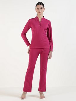 Xpose - Women Solid Long Sleeves Pink Co-Ord Set