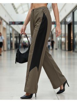 Bewakoof - Women Brown Nylon Colorblock Oversized Fit Pant