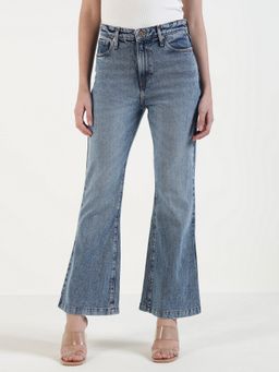 Xpose - Women Navy Blue Comfort Flared High-Rise Low Distressed Stretchable Jeans