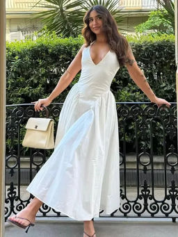 Trenbee - Maria Solid Off White Dress