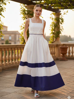 Trenbee - Jamaica Self Design Off White Dress