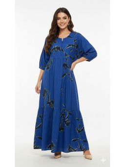NOBARR - Women Blue Floral Print Rayon Dress