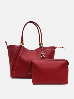 Kazo - Burgundy Elandra Tote Bag with Pouch (L) (Set of 2)