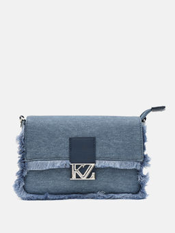 Kazo - Blue Denim Fringe Sling Bag (S)