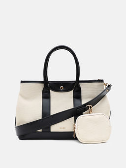 Kazo - Off White Sway Satchel Bag with Pouch & Detachable Strap (M) (Set of 3)