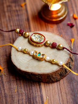 STUDIO B40 - White Handcrafted Stone Rakhis (Pack of 2)
