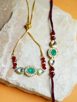 STUDIO B40 - Aqua Handcrafted Stone Rakhi with Lumba