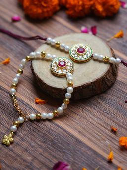 STUDIO B40 - Multi-Colour Handcrafted Stone Rakhi with Lumba