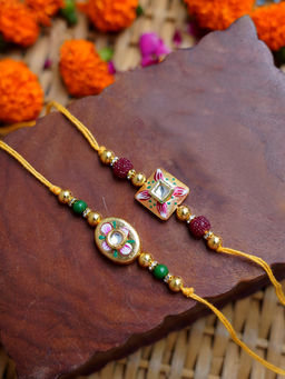 STUDIO B40 - White Handcrafted Stone Rakhi's (Pack of 2)