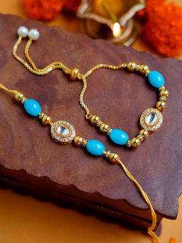 STUDIO B40 - White Handcrafted Stone Rakhi with Lumba