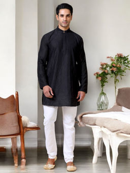 TATTVA - Black Embroidered Slim Fit Kurta