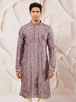 Vastramay - Lavender Embroidered Regular Fit Kurta