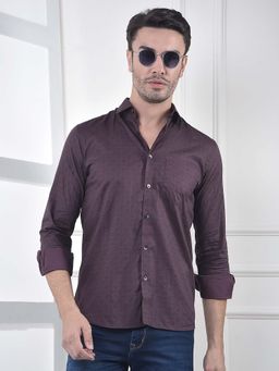CRIMSOUNE CLUB - Men's Purple Geometric Print Shirt