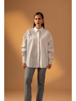 Naseebo - White Moonlit Essence Lace Shirt