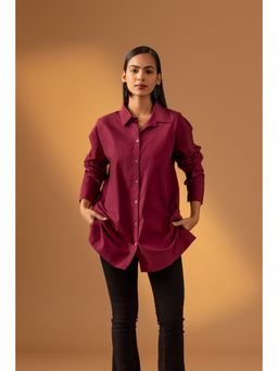 Naseebo - Wine Mulberry Muse Cotton Poplin Shirt