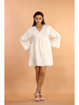 Jiraazi - Kai White Cotton Lurex Mini Dress